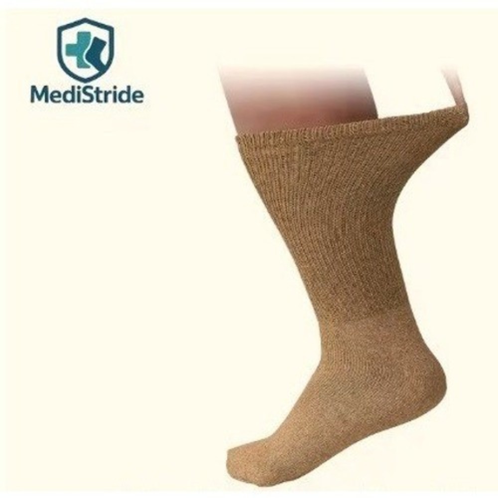 Medistride Non-binding Diabetic Circulatory Khaki Crew Socks 10-13 Edema 3 Pairs